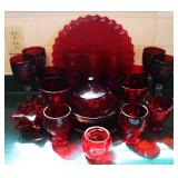 30pc. Red Ruby Glass Dish Set