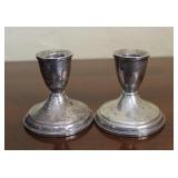 Vtg Sterling Silver Weighted Candle Stick Holders