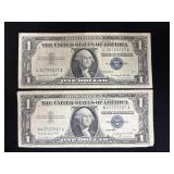 2 - 1957-A ONE DOLLAR SILVER CERTIFICATES - BLUE