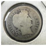 1908 BARBER DIME