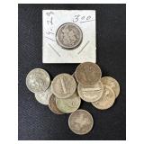 13 DIMES - 90 PERCENT SILVER