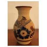 Vtg Mexican Tonala Pottery Stoneware Vase