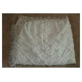 Vtg Chenille Mint Color Diamond Patterned Blanket