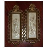 1976 Homco Gold Toned Plastic Angel Wall Plaques