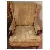 Vintage Yellow Floral Patterned Wingback Chair