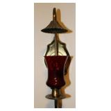 Red Glass Brass Wall Candelabra