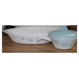 Vtg Glasbake Atomic Starburst Divided Dish & Soup