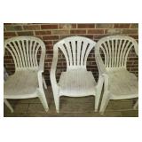 (3) White Plastic Outdoor Patio Chairs