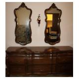 Vintage Wooden His/Hers Mirror 9 Drawer Dresser