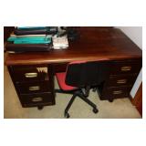 Vintage MCM Wooden Office Desk & Chair