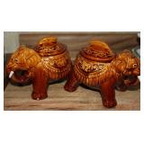 (2) Ceramic Elephant Shaped Decor Containers