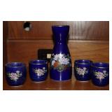 Vintage Cobalt Japanese Sake Set