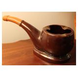Vintage Mid-Century Brown Ceramic Pipe Ashtray