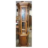 Vintage Oak Octagonal Lighted Curio Cabinet
