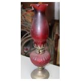 Vintage Red Cranberry Oil Lamp