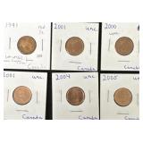 LOT OF (6) UNCIRCULATED CANADIAN PENNIES