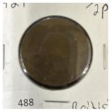 1921 BRITISH HALF PENNY