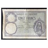 1932 ALGERIA 20 FRANCS NOTE