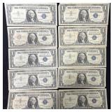 LOT OF (10) 1957 SILVER CERTIFICATES