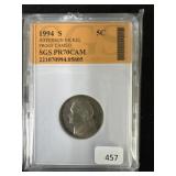 1994-S JEFFERSON PROOF 70 CAMEO NICKEL