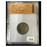 1995-S JEFFERSON PROOF 70 CAMEO NICKEL