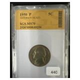 1950 JEFFERSON NICKEL - MS70