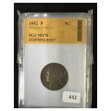 1952 JEFFERSON NICKEL - MS70