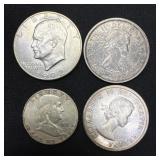 FRANKLIN HALF DOLLAR, EISENHOWER DOLLAR, 2 CANADA