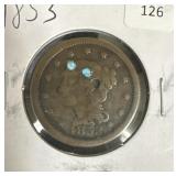 1853 LARGE CENT WITH TURQUOISE INSERT