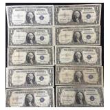 LOT OF (10) 1935 SILVER CERTIFICATES