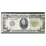 SERIES 1934 LIGHT GREEN SEAL $20 FEDERAL