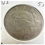 1922 PEACE SILVER DOLLAR