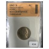 1943-S SILVER WAR NICKEL