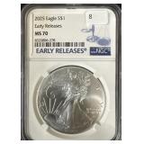 2025 ONE DOLLAR SILVER EAGLE - MS 70 - NGC
