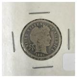 1901 BARBER DIME