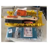 MITER SAW BOX, WIRE BRUSH, PEG BOARD HANGERS