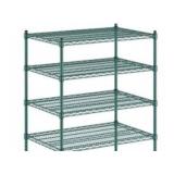 24"x48" GREEN METAL SHELVES-28 SHELVES-7 SETS LEGS