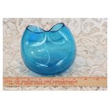MCM BLENKO BLUE PINCHED IVY VASE