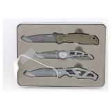 (3) PC GERBER KNIFE SET NEW IN TIN