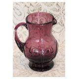 PLUM AMETHYST HAND BLOWN GLASS PITCHER