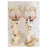 PAIR RESIN FIGURAL LAMPS