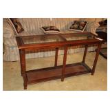 CONSOLE TABLE, BEVELED GLASS TOP PANELS