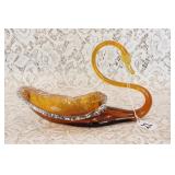 MCM BLOWN GLASS SWAN DISH