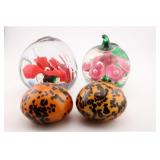 (4) GLASS PAPERWEIGHTS