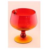 MCM BLENKO AMBERINA PEDESTAL COMPOTE BOWL