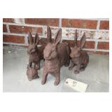 (4) VARIOUS SIZE CAST IRON RABBITS