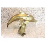 BRASS DOLPHIN & PENGUIN STATUES