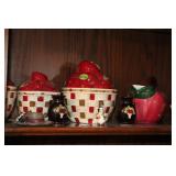 VARIOUS COVERED JARS AND KNICKNACKS