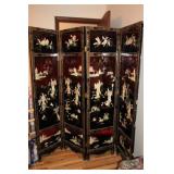 4-PANEL ASIAN BLACK LACQUER ROOM DIVIDER