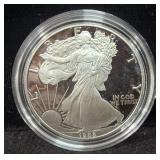 1988-S PROOF SILVER EAGLE - BOX AND COA